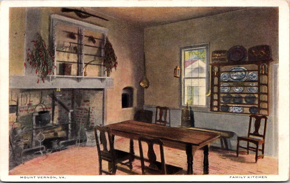 Family Kitchen George Washington's Mount Vernon VA Vintage Postcard SP10-17